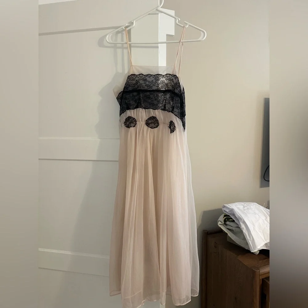 Vintage Lace Tulle Midi Dress Intimates Gown XS/S - Picture 1 of 6